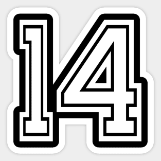 Numbers 14 for a sports team, group, or community Sticker